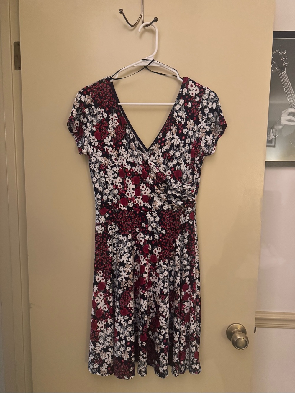 Kaileigh Burgundy Floral Faux-Wrap Midi Dress